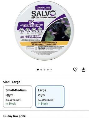 Salvo Flea & Tick Collar for Dogs - Large/ ex large dogs